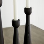 Black Wooden tapered Candle Holder