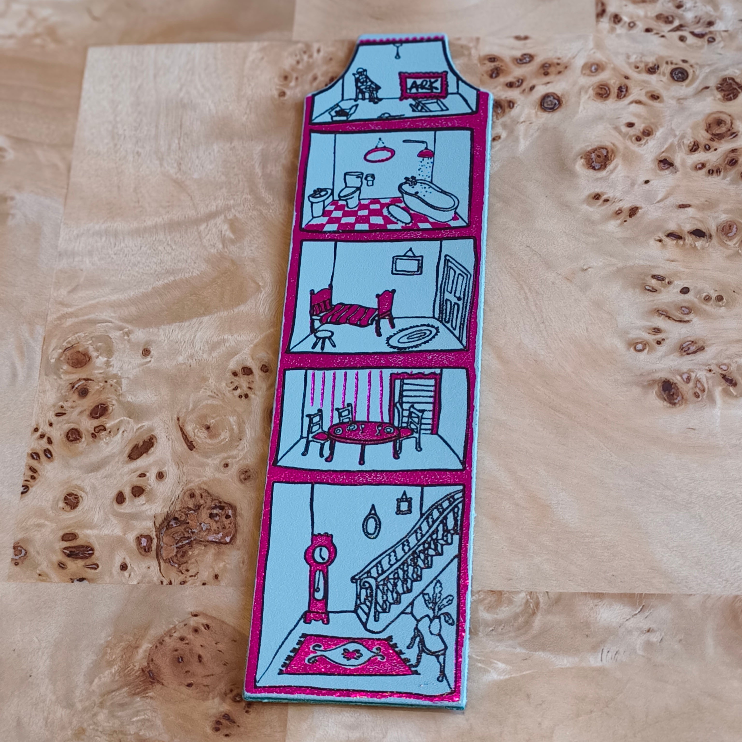 Dolls House Bookmark - Leather & Foil