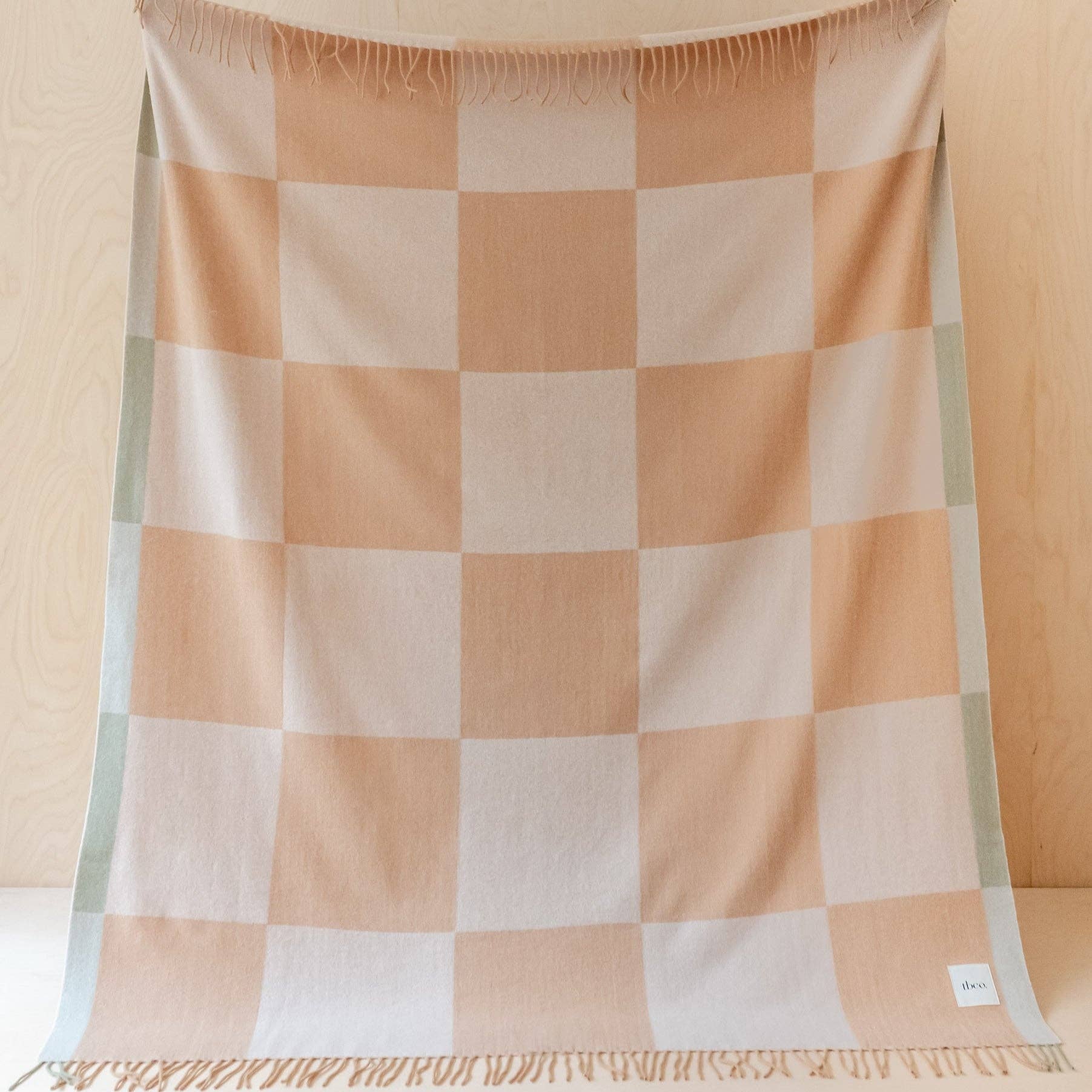 Cashmere & Merino Blanket in Neutral Checkerboard