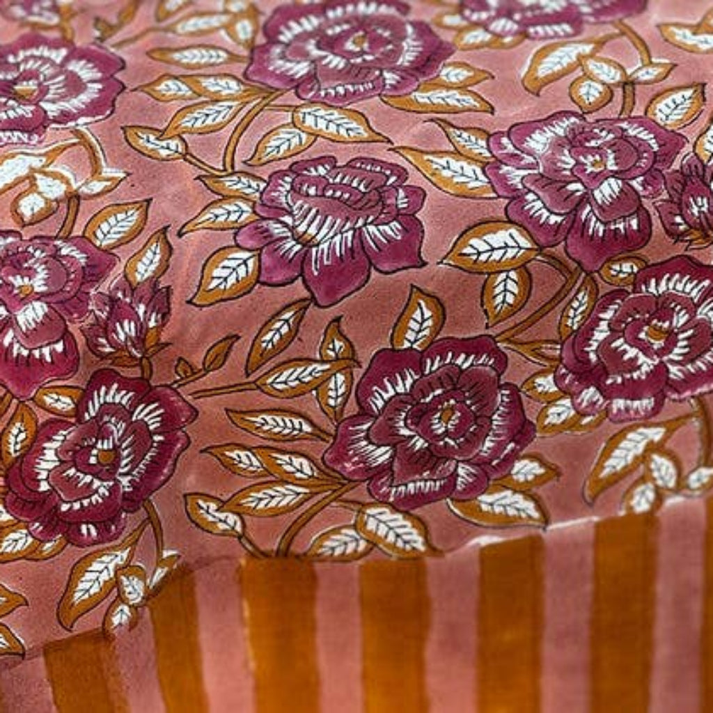 Block Printed Floral Tablecloth - 170x350cm
