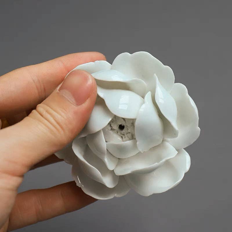 Handmade Ceramic Lotus Incense Holder - Ivory