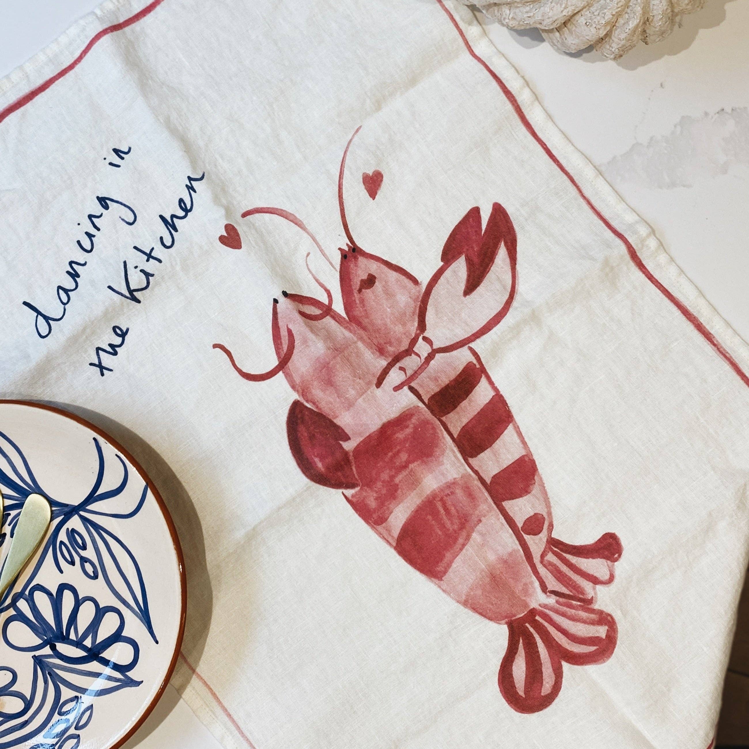 Dancing Lobster Tea Towel