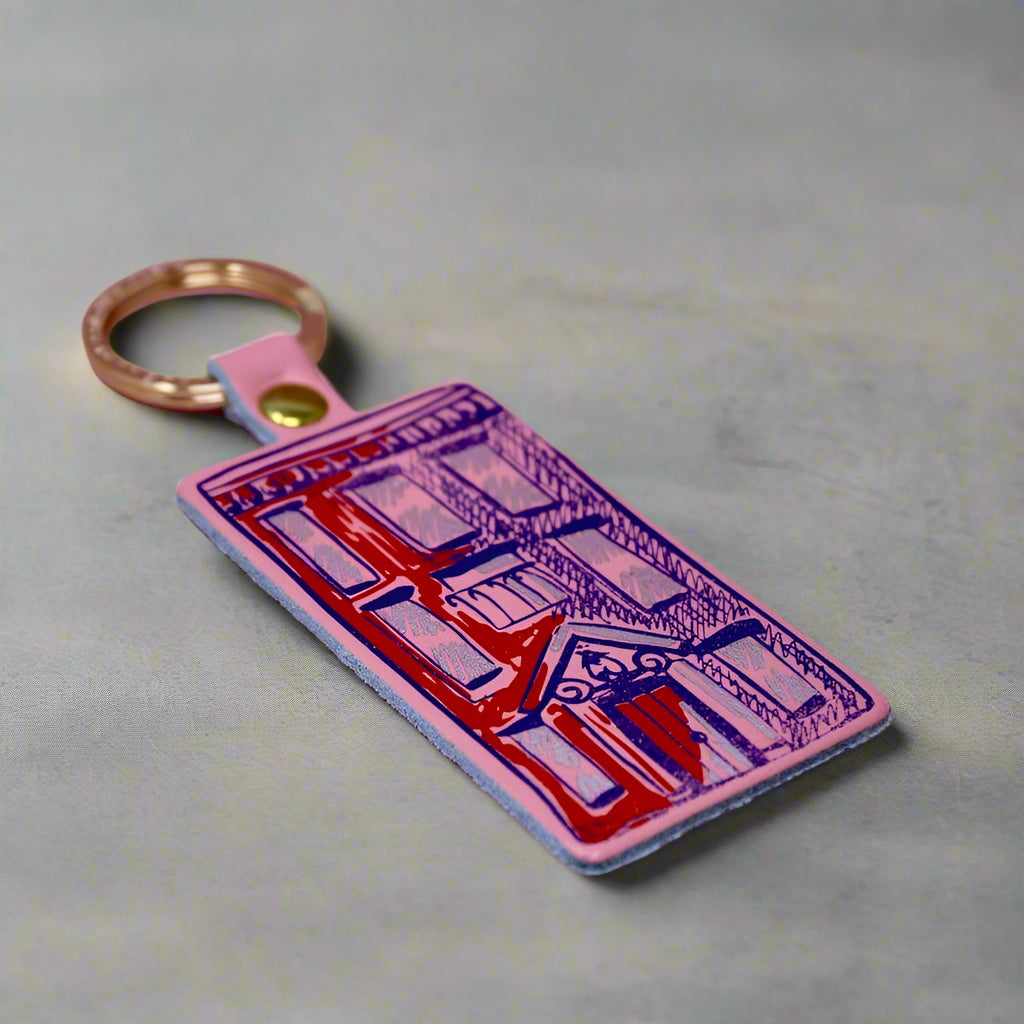 Pink Leather House Keyring