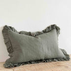 Ruffled Linen Cushion Cover - 50x30cm
