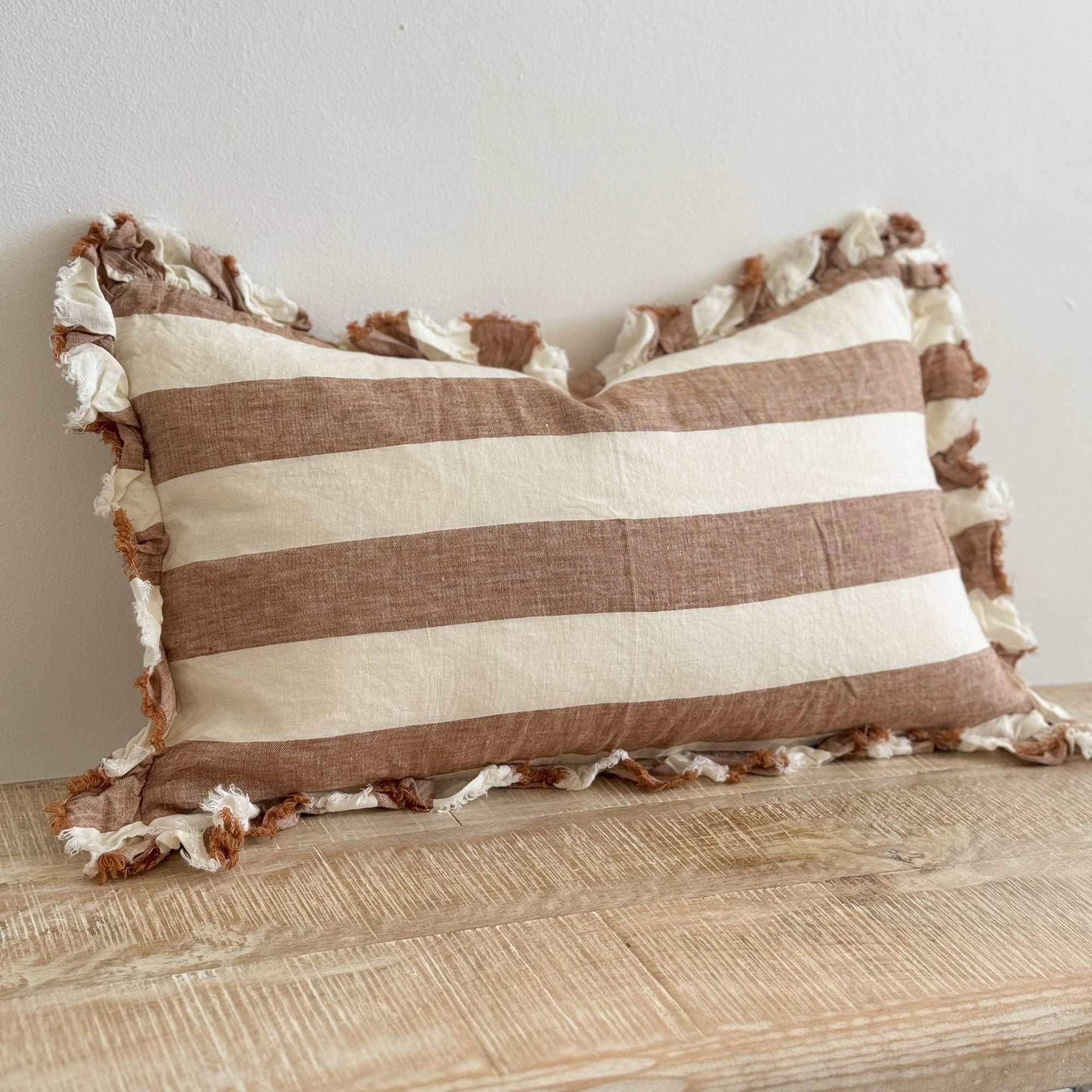 Rust Linen Ruffled edge cushion treowe