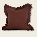square chocolate brown cushion with ruffled edges