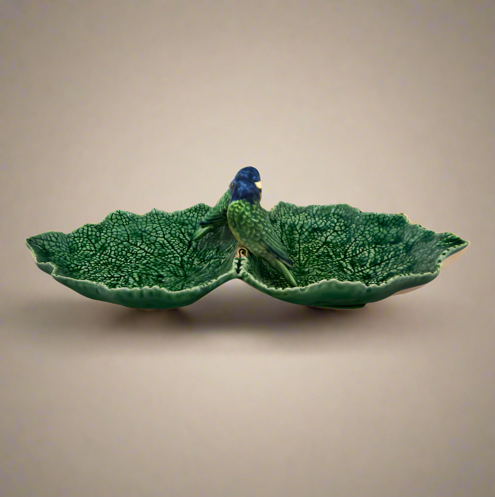 Bordallo double bird ceramic leaf plate 