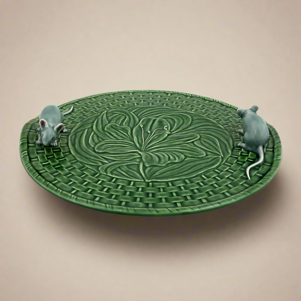 Bordallo ceramic lily cheese tray with mice