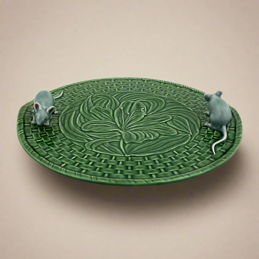 Bordallo ceramic lily cheese tray with mice