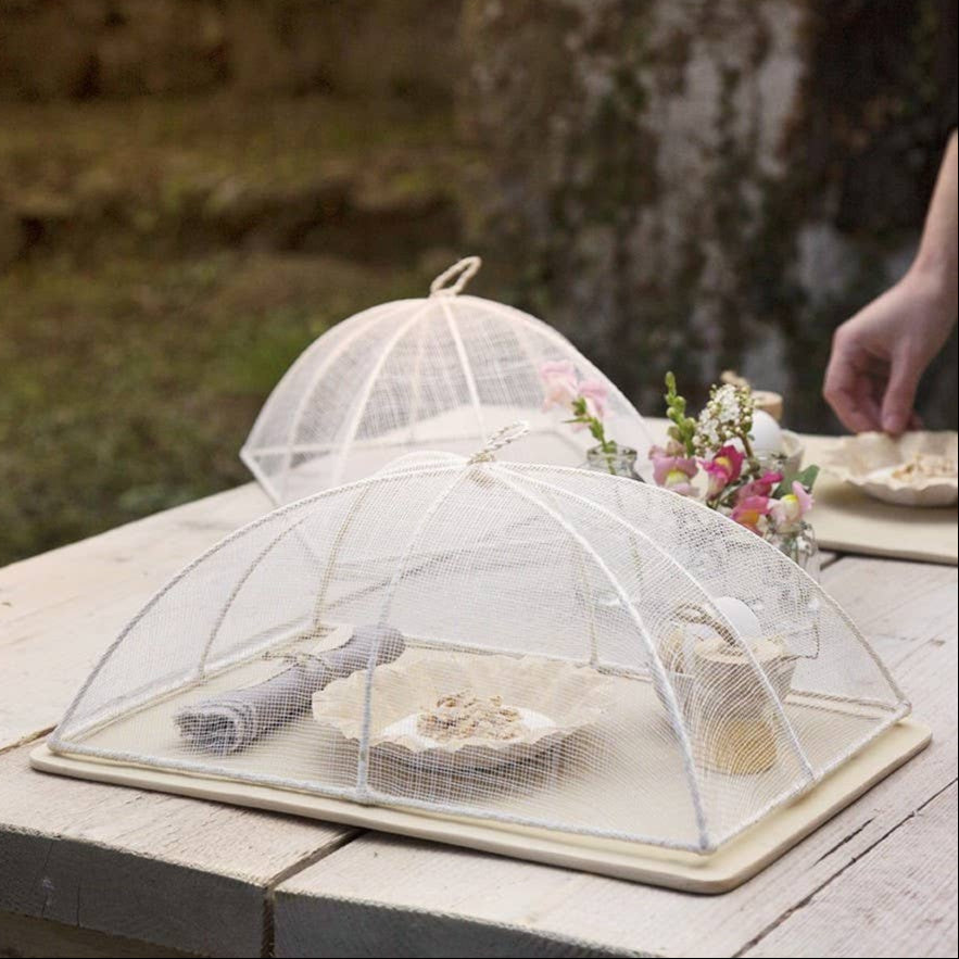 White Abaca Small Mesh Food Cover