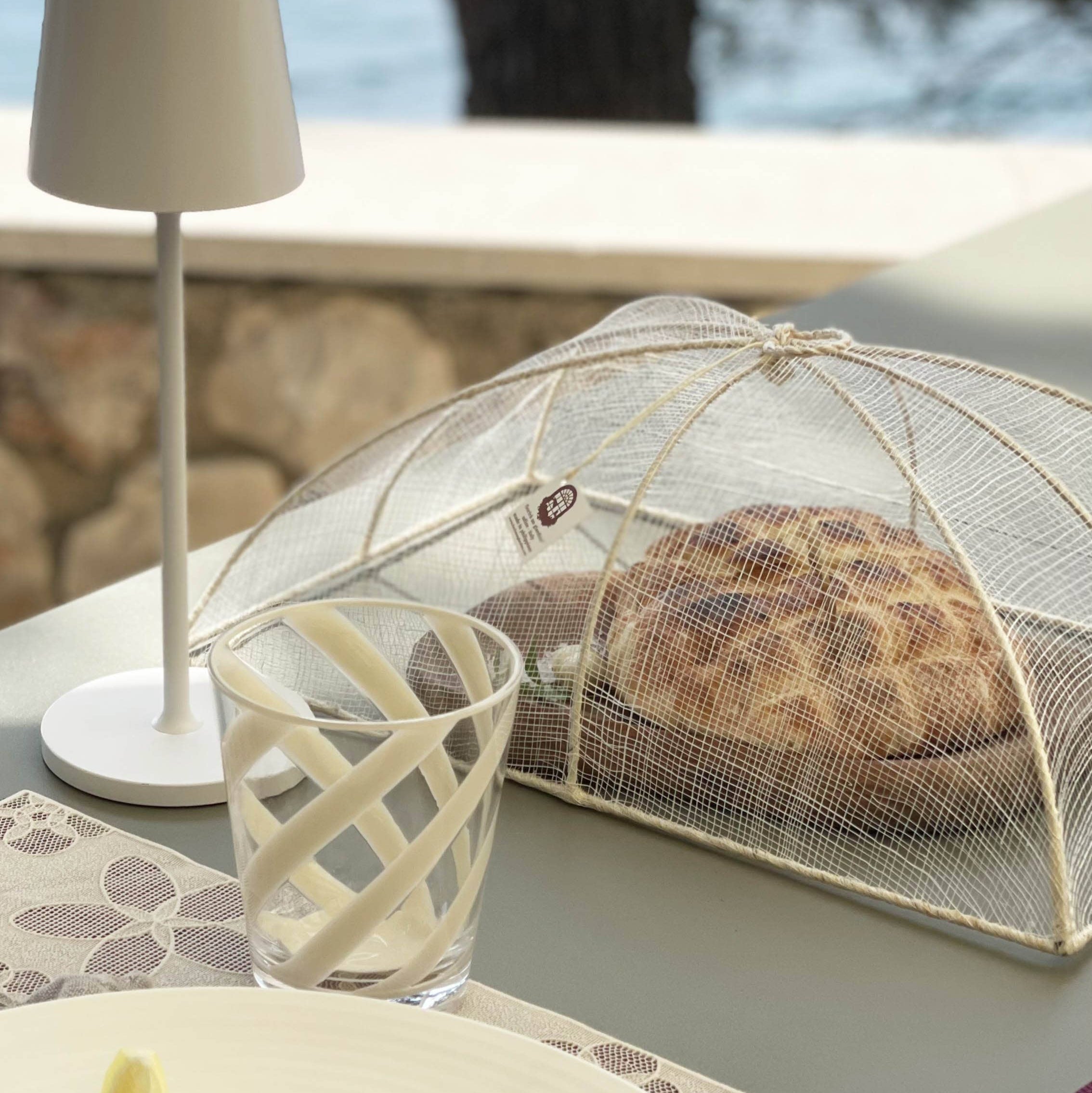 White Medium Abaca Mesh Food Cover