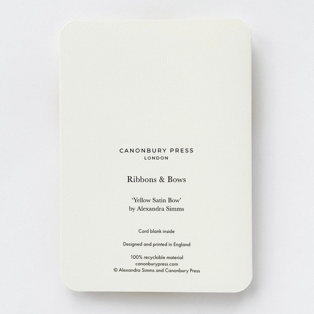 Yellow Satin Bow Greeting Card Back