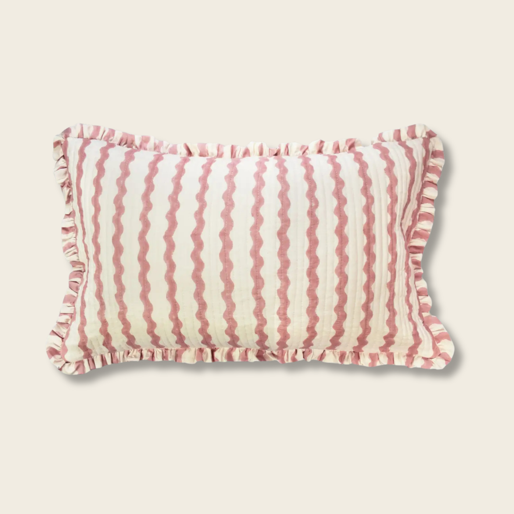 Cotton Quilted Frill Cushion Cover - Ripple Ice Cream
