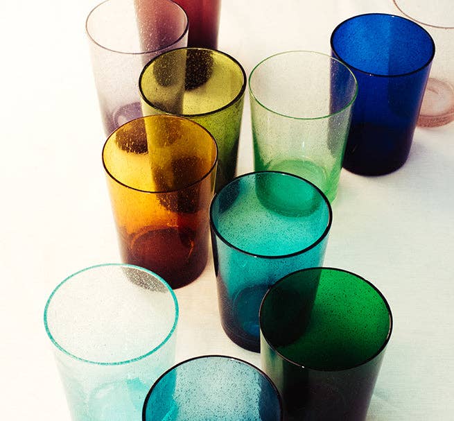 Almond shell hand blown recycled glass tumbler, detail