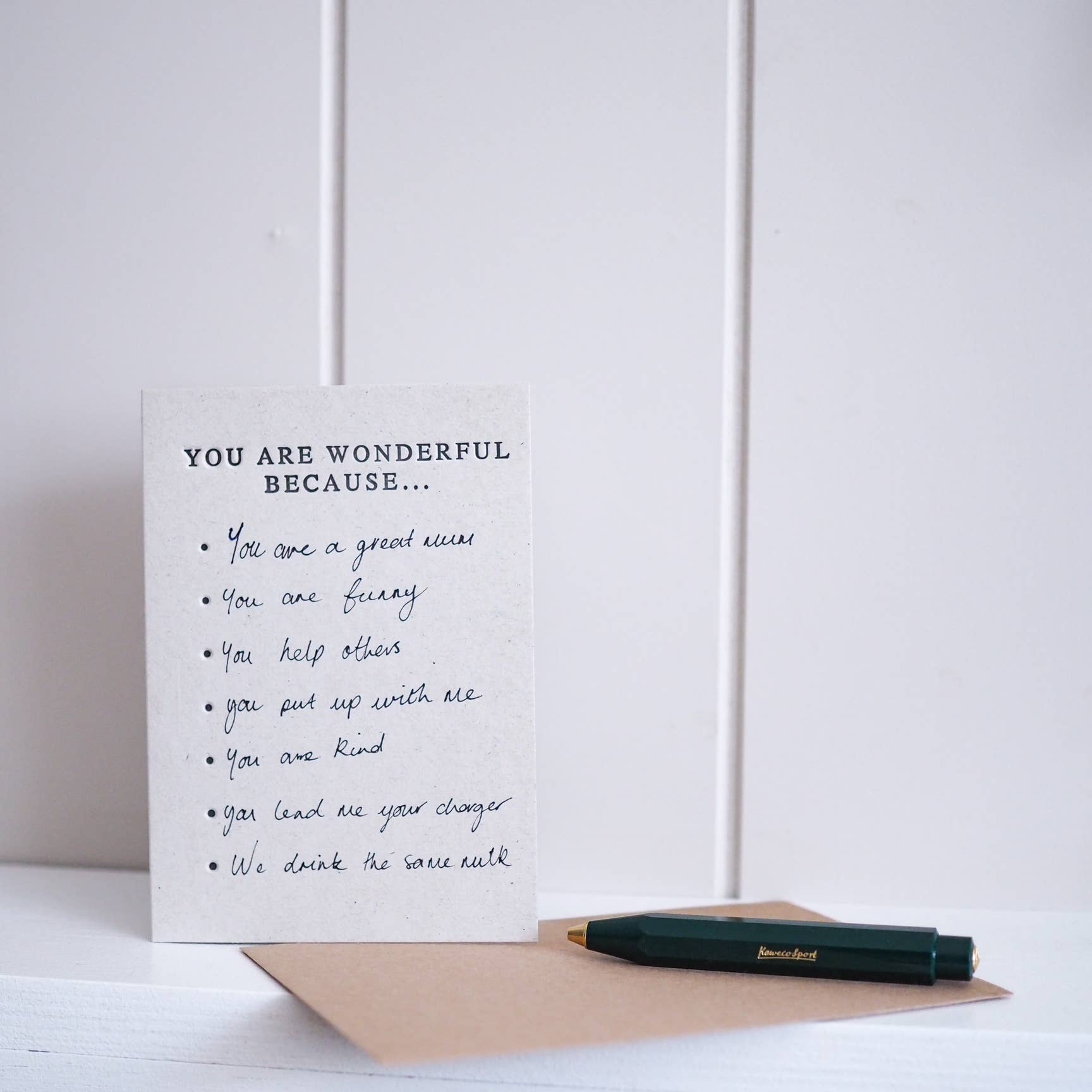 You are wonderful fill in the blank letter press card