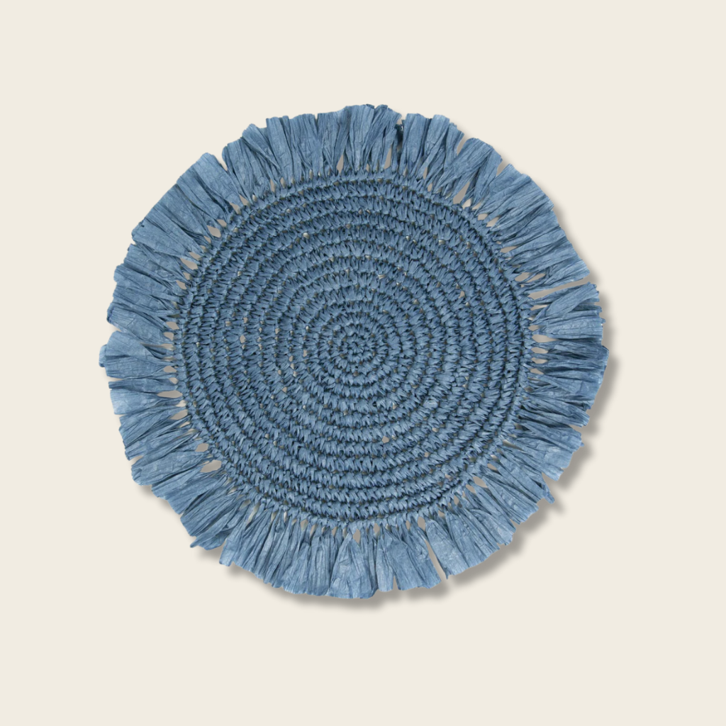 Blue Raffia Placemat - Set of 2