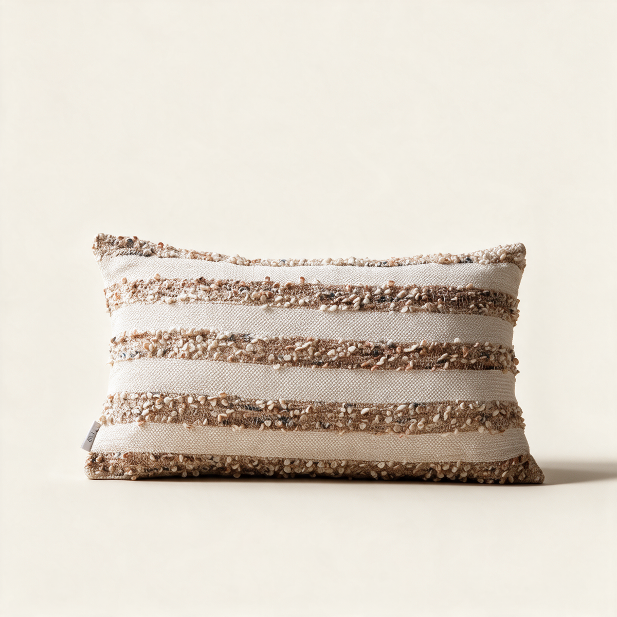 Brancaster weave cushion in chestnut, 30x50cm, on a cream background
