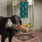 Close-up of the printed design on the bubbles and fizz canvas dog toy
