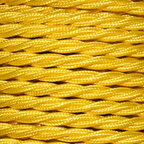 Close-up of yellow braided rope on a light gray background