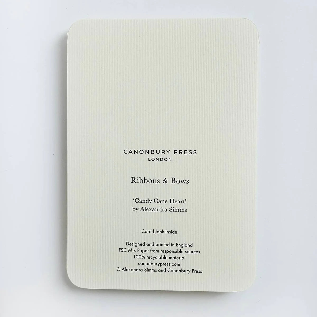 Canonbury Press card with text on a white background