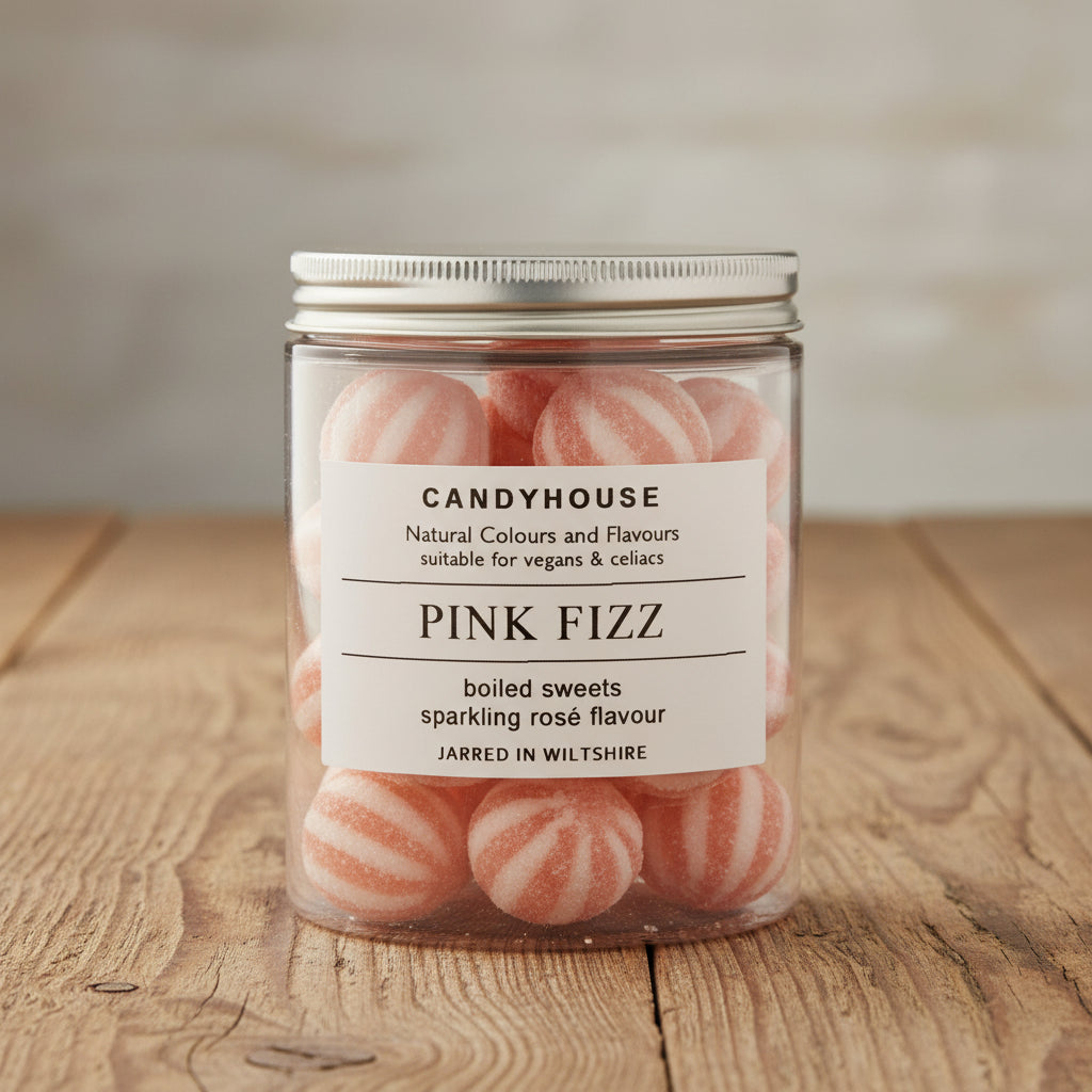Pink Fizz Hard Boiled Sweets in Jam Jar