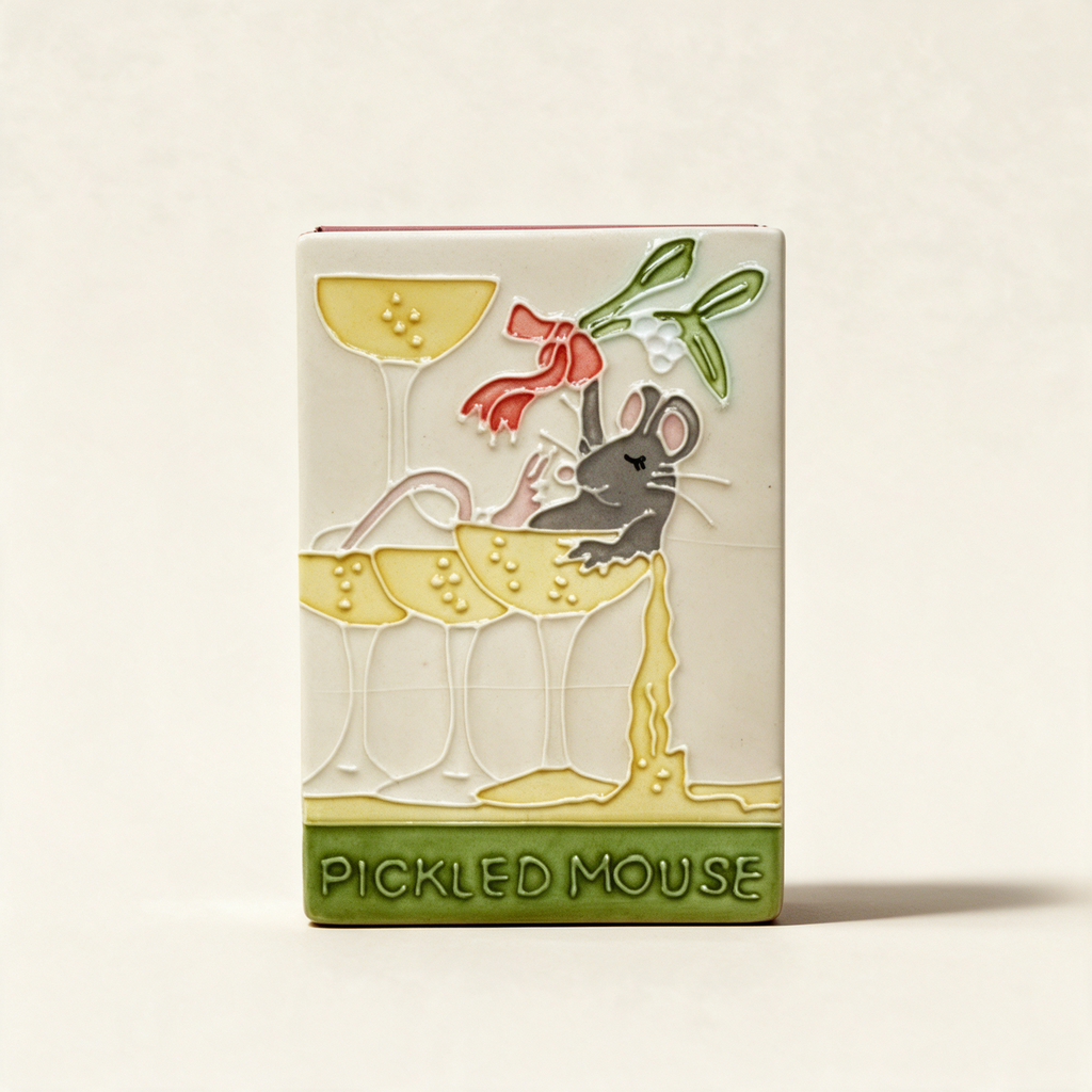Pickled Mouse ceramic match box by Jo Laing on a warm cream background