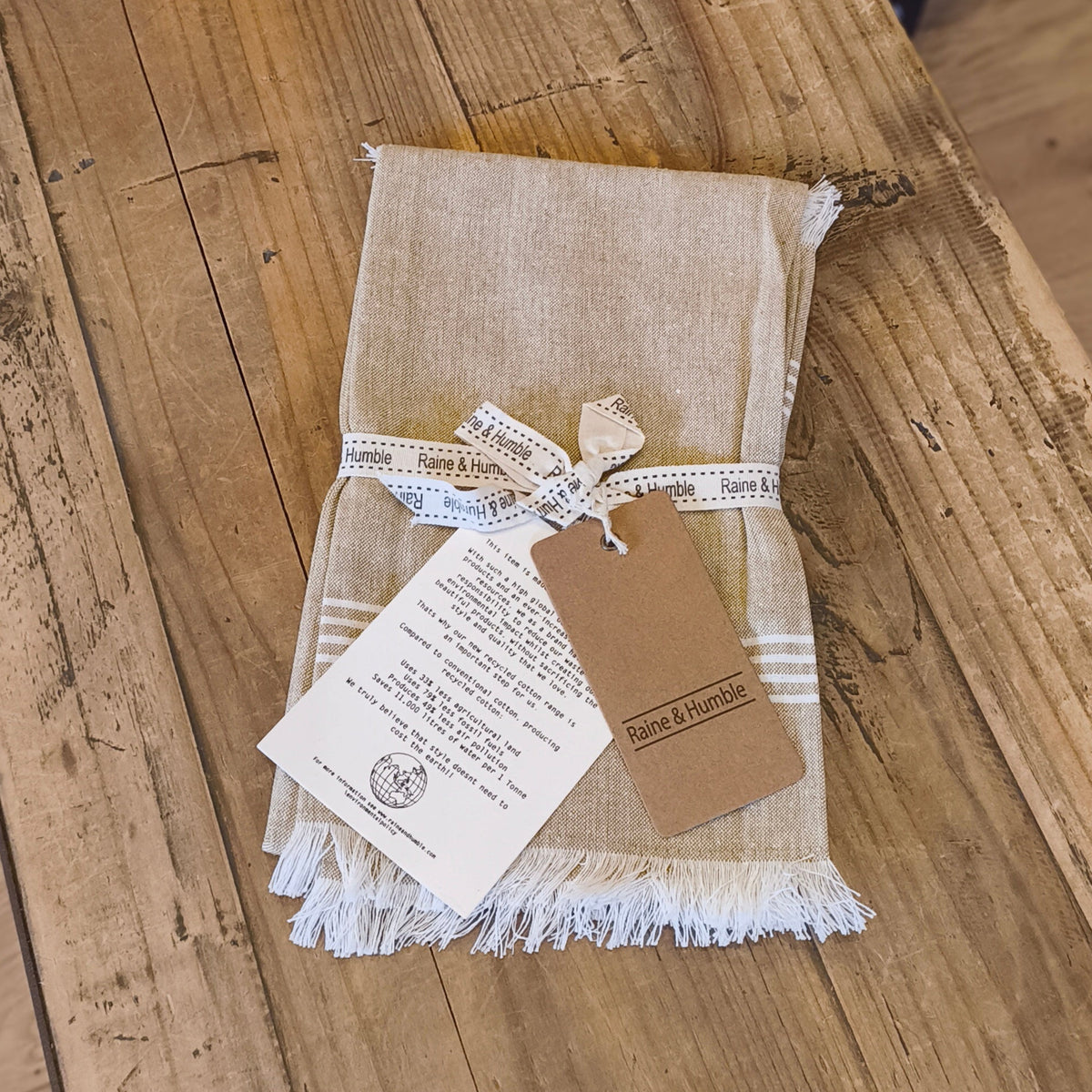 Large chambray olive tea towel
