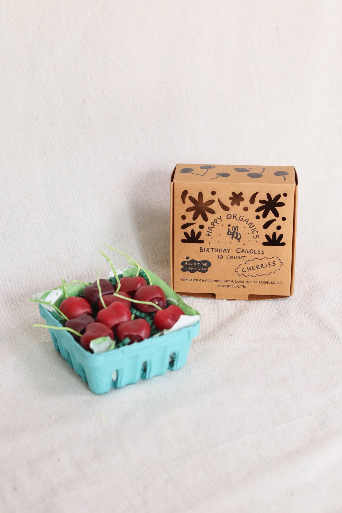 Cherry-shaped beeswax candles, detail