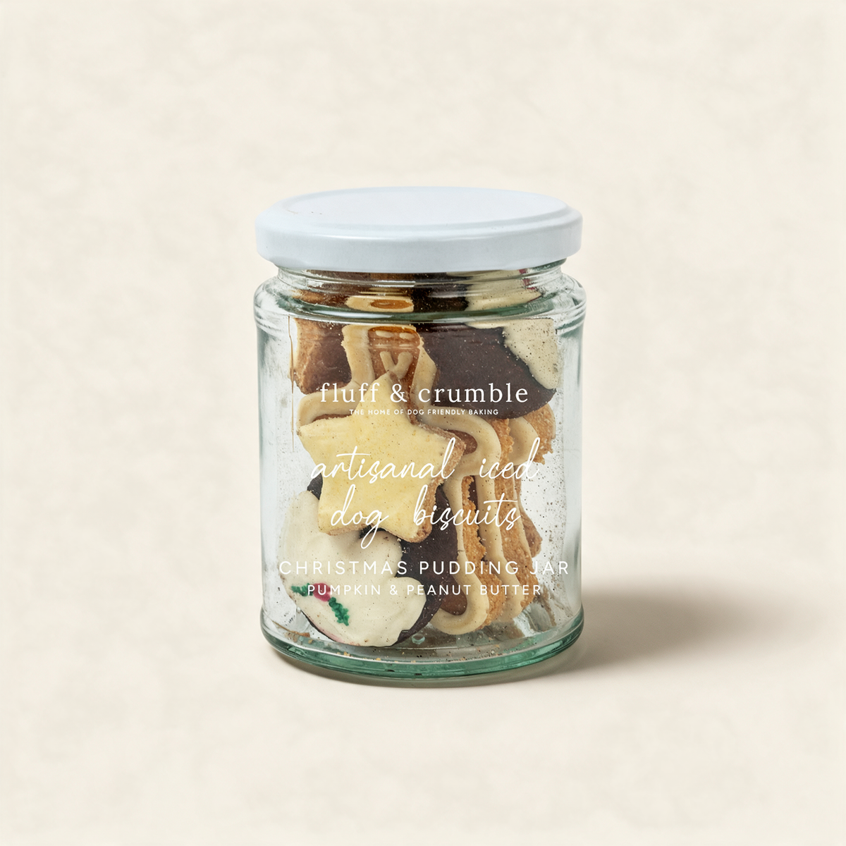 Christmas pudding iced dog biscuit gift jar
