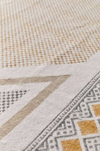 Close-up of a textured fabric with geometric pattern