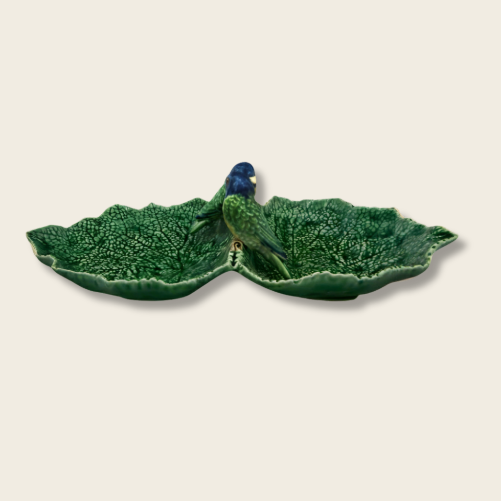 Bordallo double bird ceramic leaf plate 