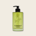 Catherley hand wash bottle with floral design on a beige background