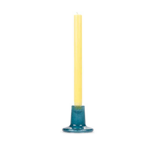 Mineral blue recycled bubble glass candleholder, detail