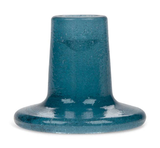 Mineral blue recycled bubble glass candleholder, detail