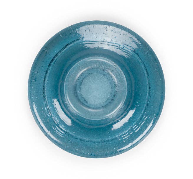 Mineral blue recycled bubble glass candleholder, detail