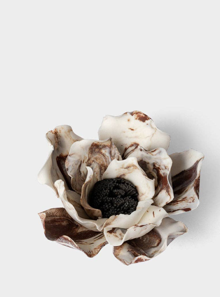 Handmade ceramic lily incense holder, side view