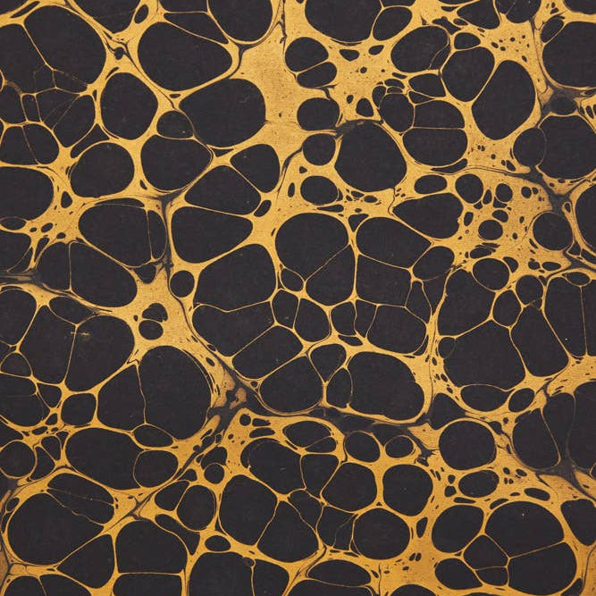 Hand Marbled Wrapping Paper Sheets - Bubbles Gold
