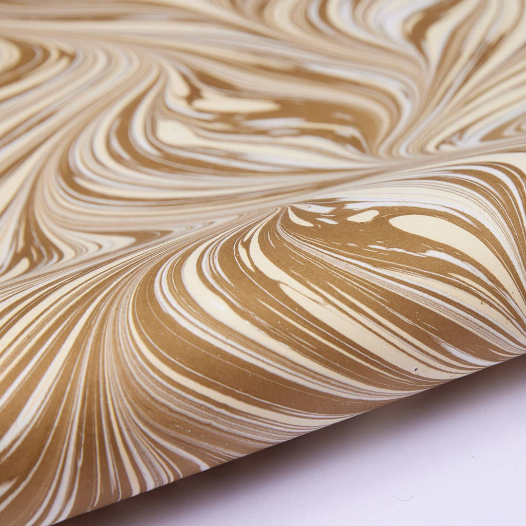 Hand Marbled Wrapping Paper Sheets - Golden Fawn