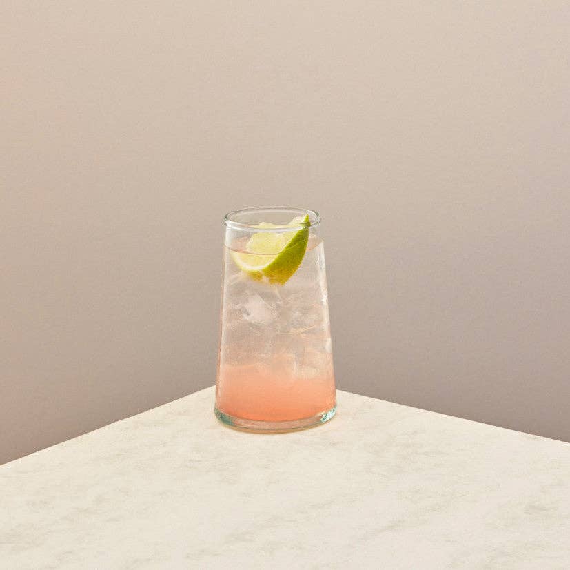 Set of highball glasses in recycled glass, detail view