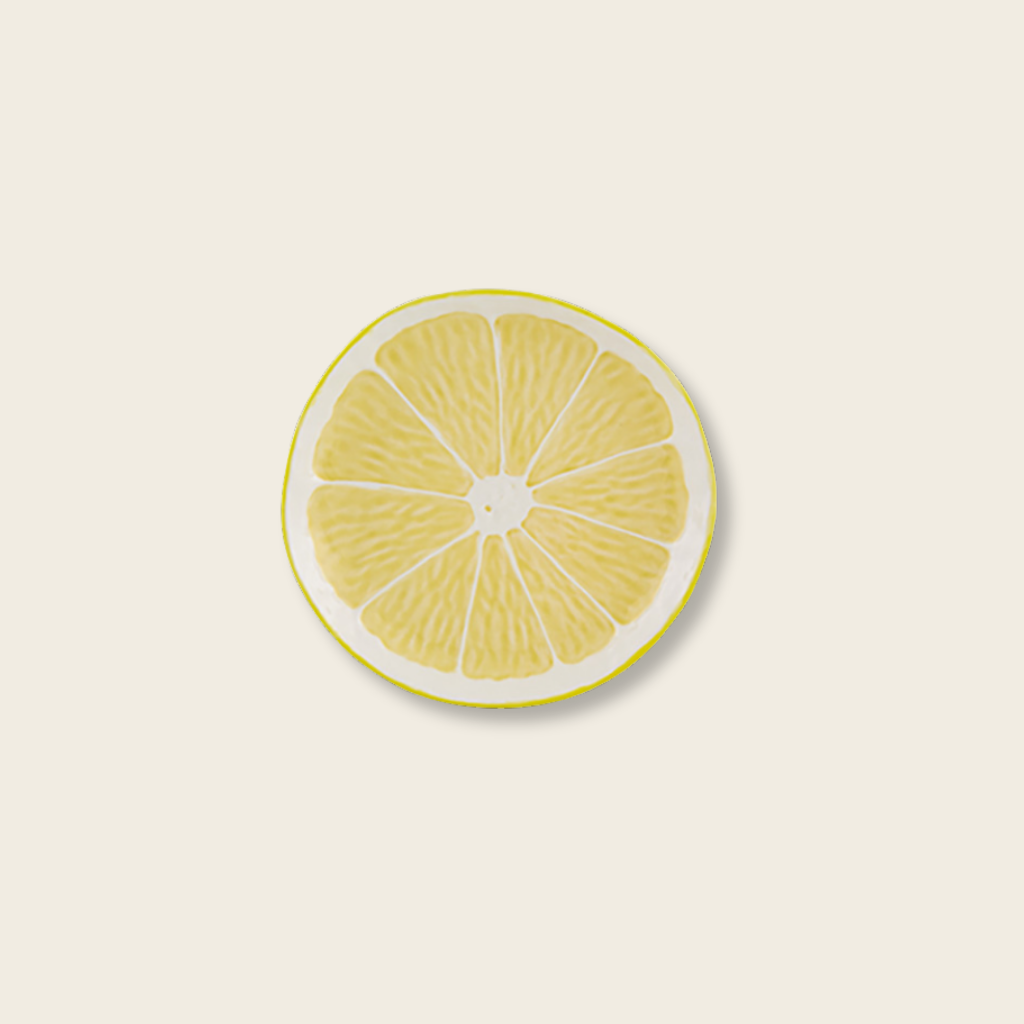 Lemon slice design on a beige background
