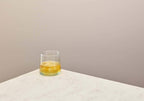 Set of low glasses in recycled glass, detail view