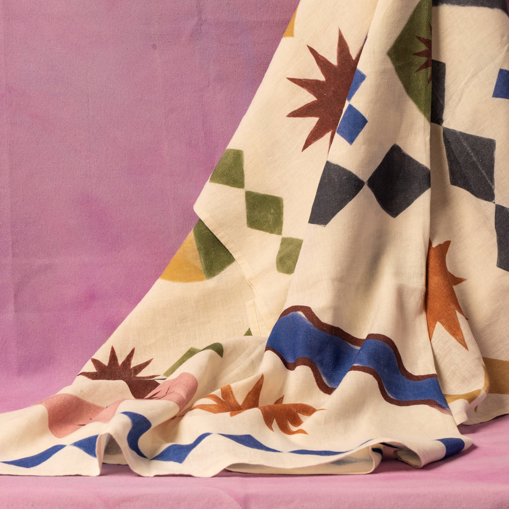 Good linen tablecloth styled on a dining table