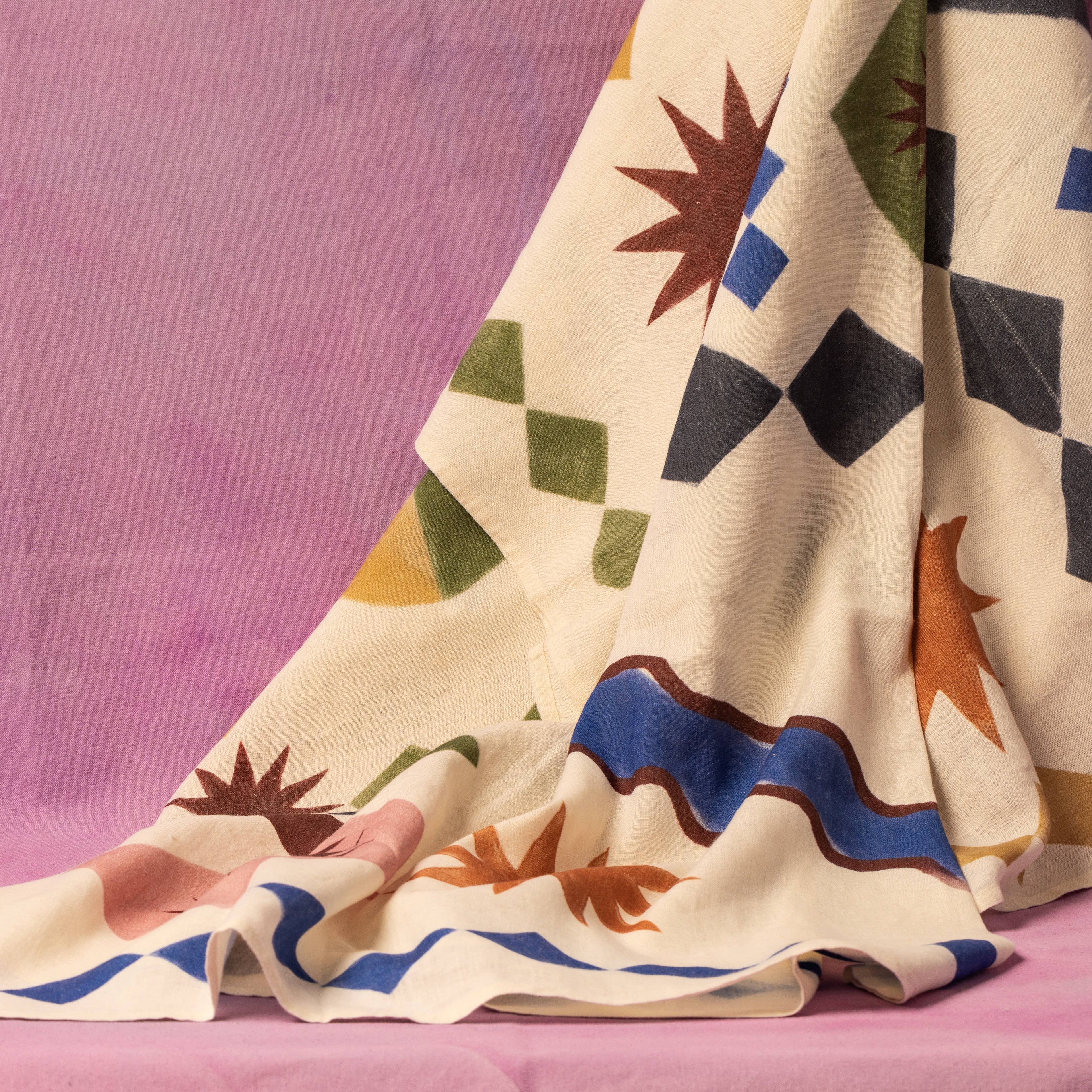 Good linen tablecloth styled on a dining table