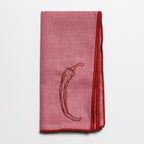 Chilli print linen napkin pattern detail