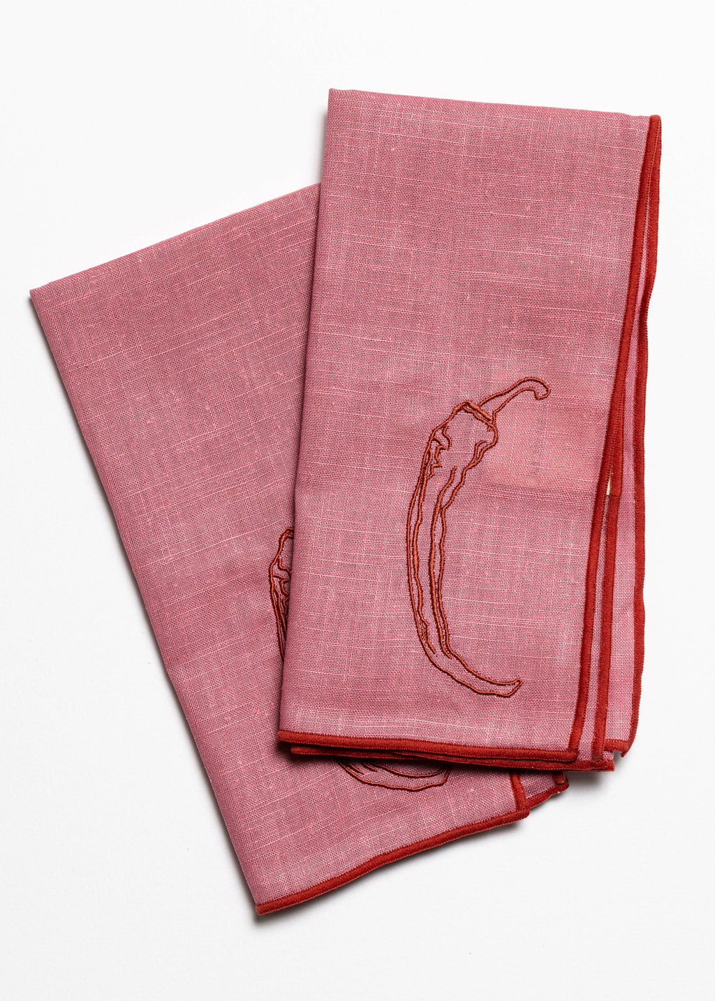 Chilli print linen napkin close up detail