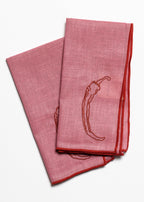 Chilli print linen napkin close up detail