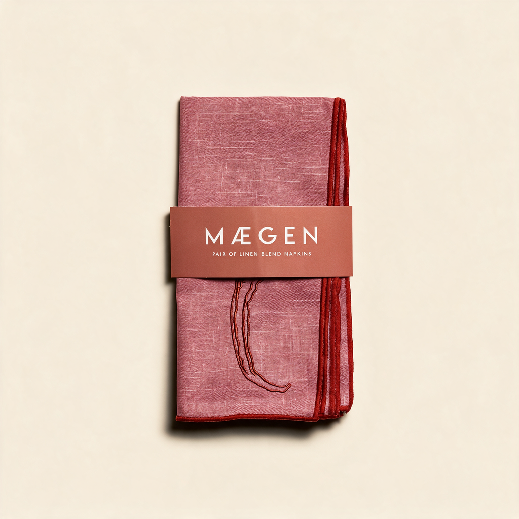 Set of two MÆGEN chilli-print linen blend napkins on a cream background
