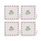 Mistletoe embroidered cotton drink napkin