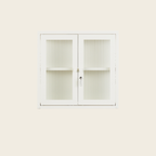 White double doors with glass panels on a light beige background