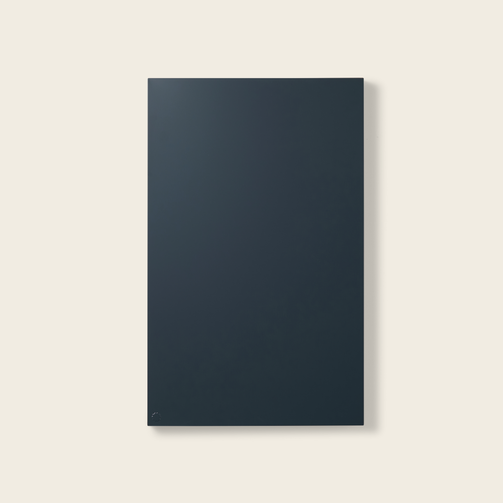 Solid dark grey rectangle on a light beige background